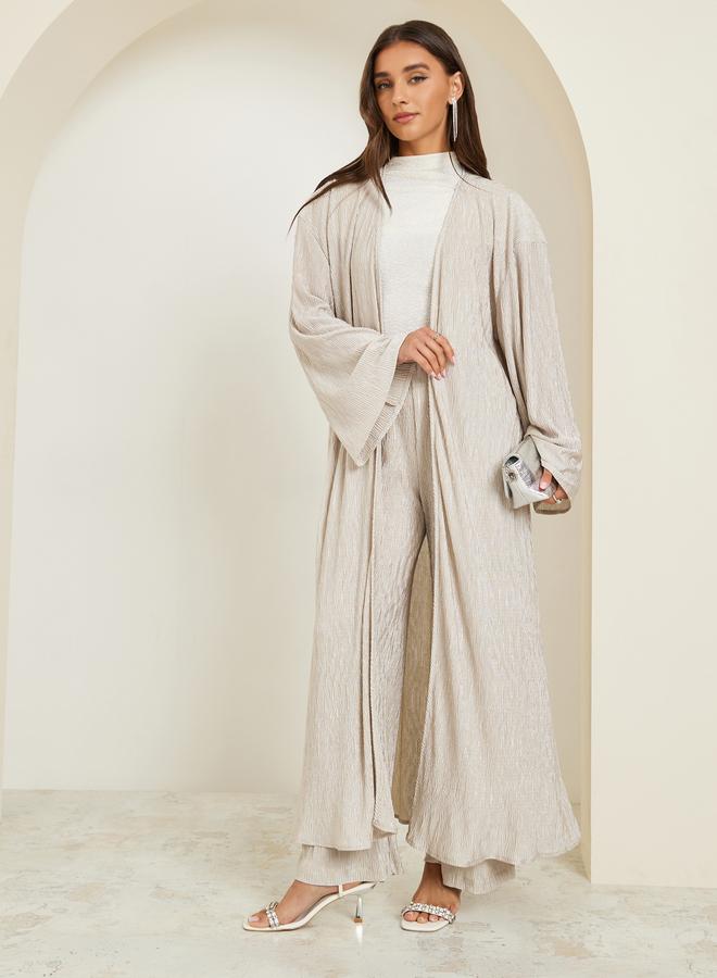 ستايلي كيمونو طويل بليسيه بقصة عادية - Image 4